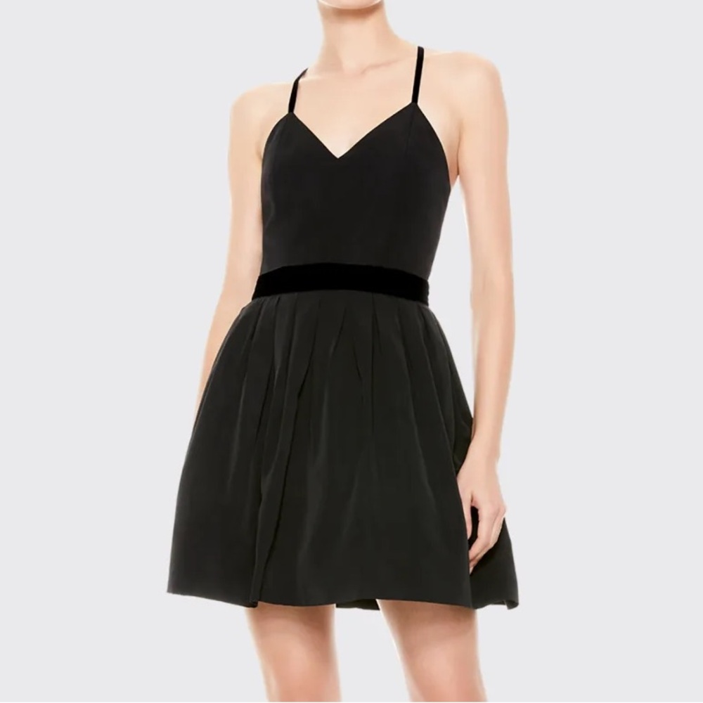 NWT Alice + Olivia Madison Pleated Strappy Mini Dress, Size 12.
